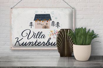 Panneau en tôle indiquant Maison Villa Kuntebunt coloré 30x20cm 3