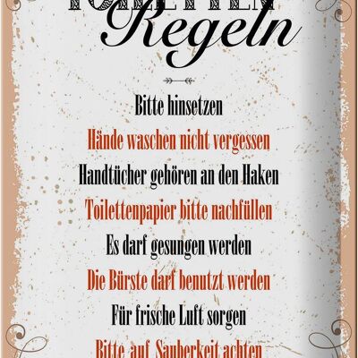 Blechschild Spruch Toilletten Regeln darf gesungen 20x30cm