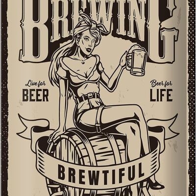 Tin sign saying Traditional Brewing live for Beer 20x30cm