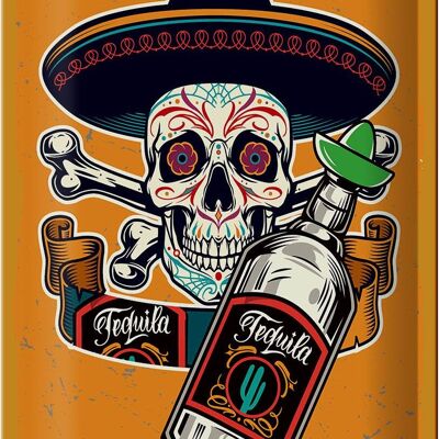 Cartel de chapa con texto calavera tequila 20x30cm