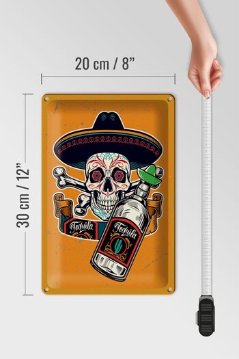 Plaque en tôle disant crâne tequila 20x30cm 4