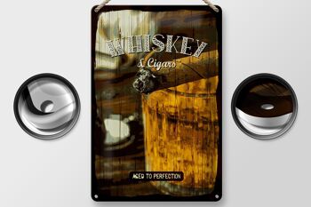 Plaque en tôle indiquant Whisky & Cigars à la perfection 20x30cm 2