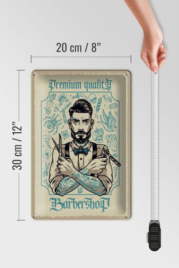 Plaque en tôle indiquant Barbershop Qualité Premium 20x30cm 4