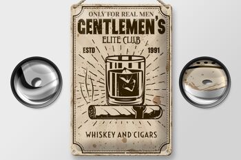 Panneau en étain disant Whisky Cigars Elite Club Real Men 20x30cm 2