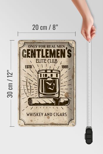 Panneau en étain disant Whisky Cigars Elite Club Real Men 20x30cm 4