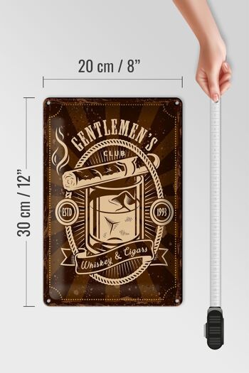 Plaque en tôle indiquant Gentlemen's Club Whisky & Cigars 20x30cm 4