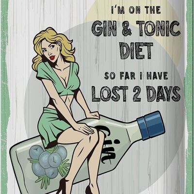 Blechschild Spruch Pinup I´m on the Gin & Tonic Diet 20x30cm