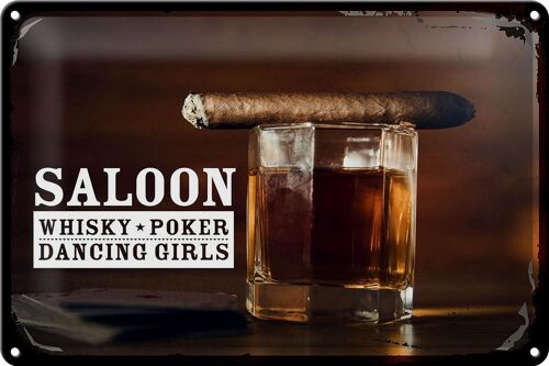 Blechschild Spruch Saloon Whisky Poker Dancing Girls 30x20cm