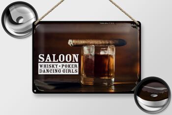 Panneau en étain disant Saloon Whisky Poker Dancing Girls 30x20cm 2