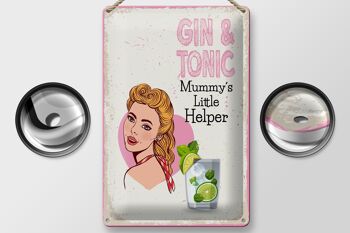 Panneau en étain disant Gin & Tonic Mummy's Little Helper 20x30cm 2