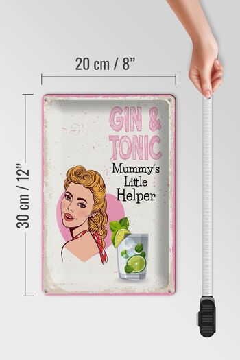 Panneau en étain disant Gin & Tonic Mummy's Little Helper 20x30cm 4