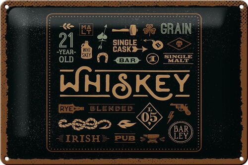 Blechschild Spruch Whiskey blended irish pub 30x20cm