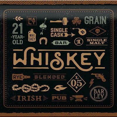 Blechschild Spruch Whiskey blended irish pub 30x20cm