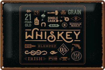 Panneau en étain indiquant Whiskey blended Irish pub 30x20cm 1