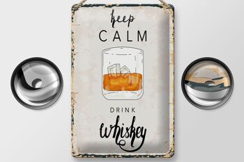 Panneau en étain disant Keep Calm Drink Whisky 20x30cm 2