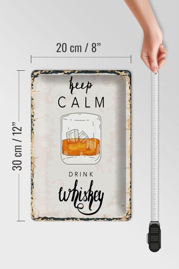 Panneau en étain disant Keep Calm Drink Whisky 20x30cm 4