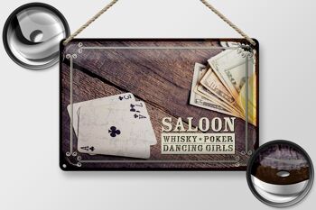 Plaque en tôle disant Saloon Whisky Poker Dancing 30x20cm 2