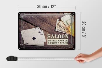 Plaque en tôle disant Saloon Whisky Poker Dancing 30x20cm 4
