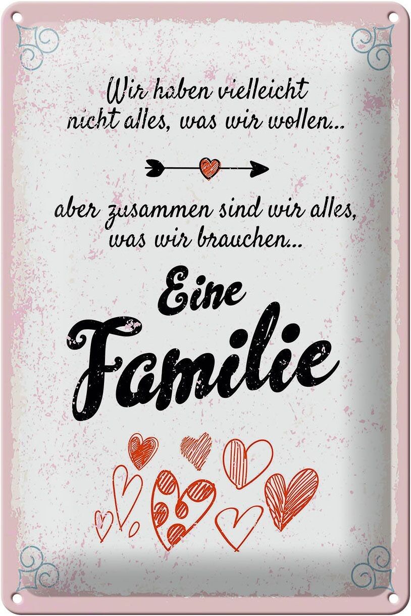 Targa in metallo con scritta Famiglia Insieme siamo tutto 20x30 cm