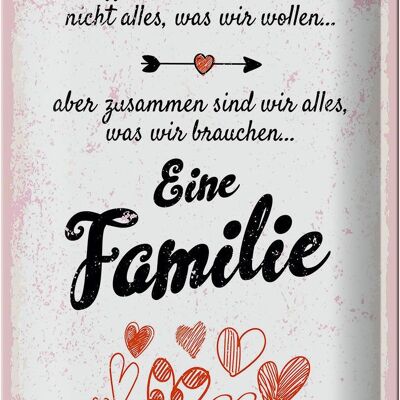 Blechschild Spruch Familie Zusammen sind wir alles 20x30cm