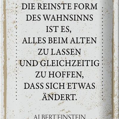 Blechschild Spruch Einstein reinste Form Wahnsinns 20x30cm