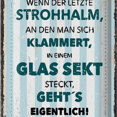 Blechschild Spruch Wenn der letzte Strohhalman 20x30cm