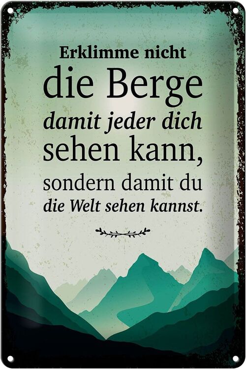 Blechschild Spruch Erklimme nicht die Berge sondern 20x30cm