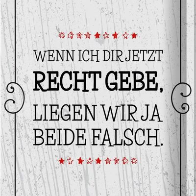 Blechschild Spruch Wenn dir Recht gebe beide falsch 20x30cm