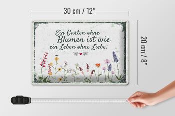 Plaque en tôle disant Jardin sans fleurs, vie sans amour 30x20cm 4