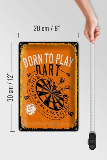 Panneau en étain disant Born to play Dart Let's play 20x30cm 4