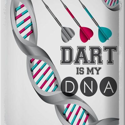 Cartel de chapa que dice deporte Dardo es mi ADN 20x30cm