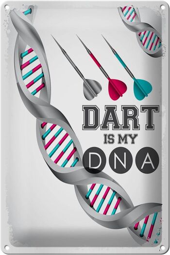 Panneau en étain disant que le sport Dart est mon ADN 20x30cm 1