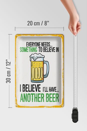 Plaque en étain disant "Bière, je prendrai une autre bière" 20x30cm 4