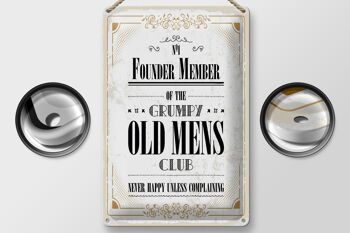 Panneau en étain disant "Men Old Men Club Never Happy" 20 x 30 cm 2