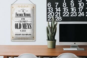 Panneau en étain disant "Men Old Men Club Never Happy" 20 x 30 cm 3