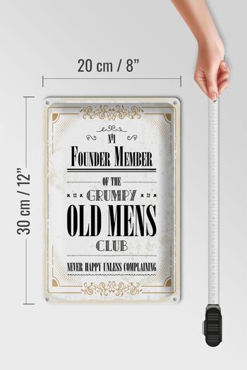 Panneau en étain disant "Men Old Men Club Never Happy" 20 x 30 cm 4