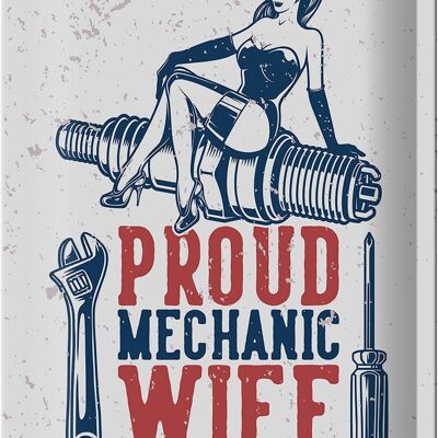 Blechschild Spruch Pinup Proud mechanic wife 20x30cm