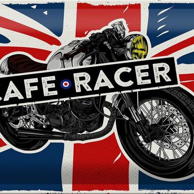 Signe en étain pour moto, café Racer, drapeau britannique, 30x20cm