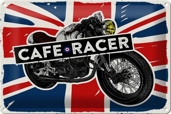 Signe en étain pour moto, café Racer, drapeau britannique, 30x20cm 1
