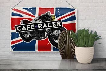 Signe en étain pour moto, café Racer, drapeau britannique, 30x20cm 3