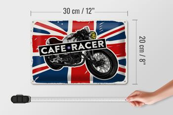 Signe en étain pour moto, café Racer, drapeau britannique, 30x20cm 4