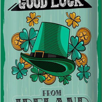 Cartel de chapa que dice Buena suerte desde Irlanda 20x30cm