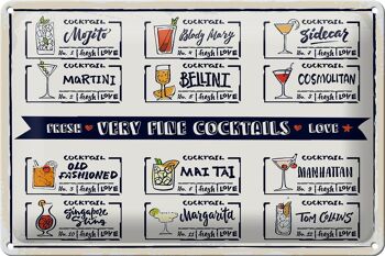 Plaque en tôle Fresh Cocktails Mojito Maragrita 30x20cm 1