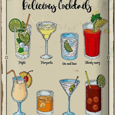 Blechschild Spruch Cocktails Mojito Martini Margarita 20x30cm