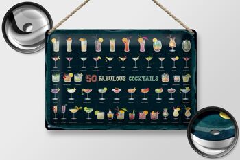 Plaque en tôle 50 Fabulous Cocktails Drinks 30x20cm 2