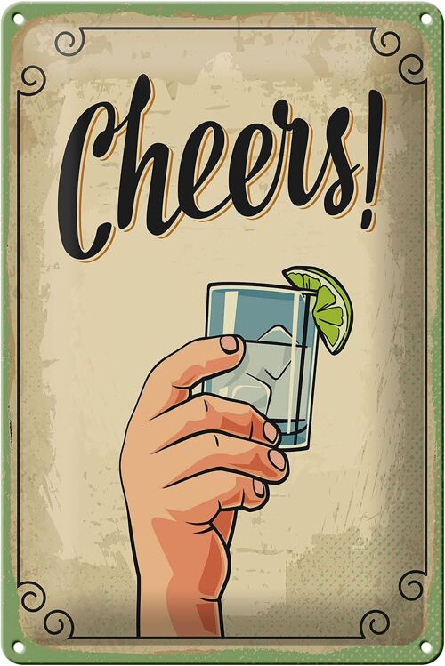 Blechschild Cheers Gin Tonic Lemon Prost 20x30cm