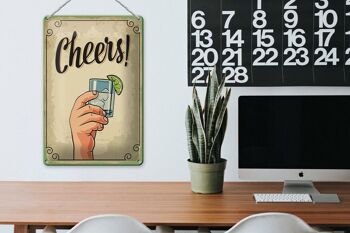 Plaque en tôle Cheers Gin Tonic Lemon Prost 20x30cm 3