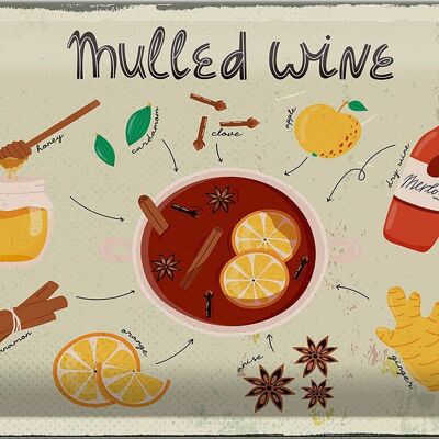 Tin sign recipe Mulled Wine Anise Honey Apple 30x20cm