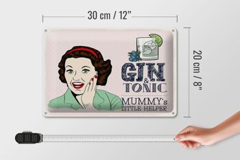 Panneau en étain disant drôle Gin Tonic Mummy's Helper 30x20cm 4