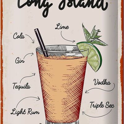 Blechschild Long Island Tequila Vodka 20x30cm